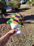 Mardi Gras crochet adult plaid bucket hat