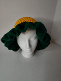 Mardi Gras crochet adult hat, relaxed ruffle