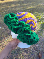 Mardi Gras spiral ruffle hat