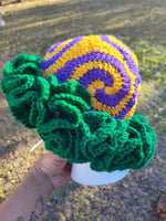 Mardi Gras spiral ruffle hat
