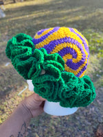 Mardi Gras spiral ruffle hat