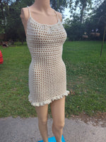 Cream color Mesh dress and matching hat