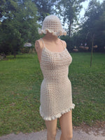 Cream color Mesh dress and matching hat