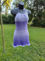 Purple ombre color Mesh dress and matching hat