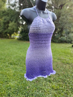 Purple ombre color Mesh dress and matching hat