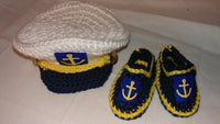 Captain hat and shoes, anchor hat, crochet