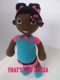 Tanina, crochet doll with puff ponytails