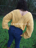 Crochet V-neck crop top sweater
