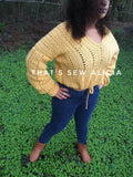 Crochet V-neck crop top sweater