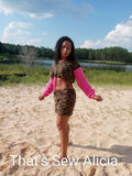 Camouflage crochet shorts and crop sweater