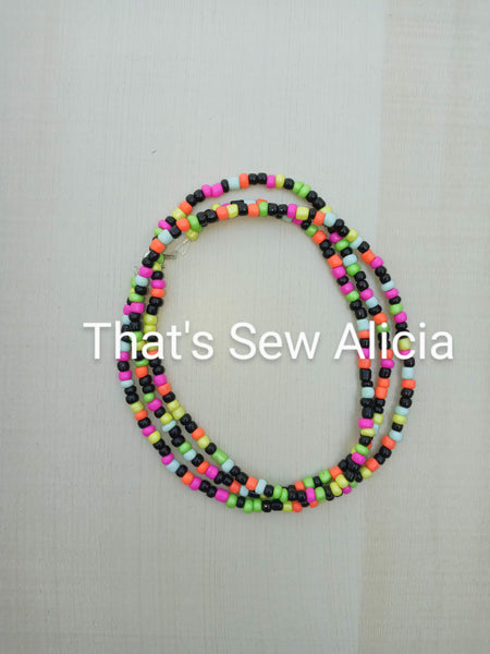 Neon & Black waist beads