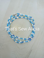 Light blue & white waist beads