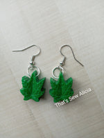 420 small weed leaf resin earrings
