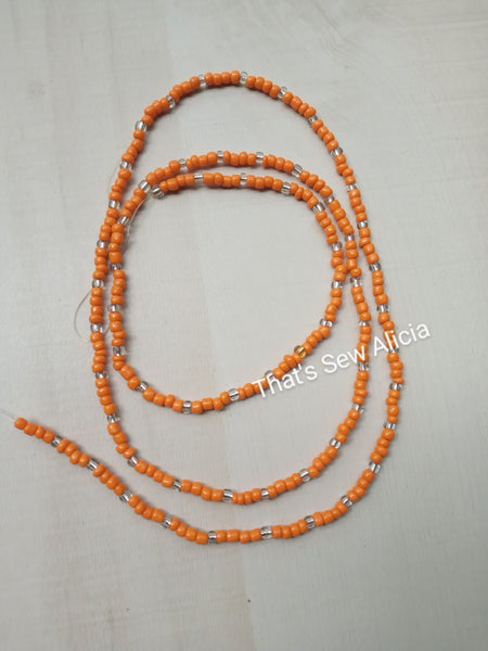 Orange & clear waist beads