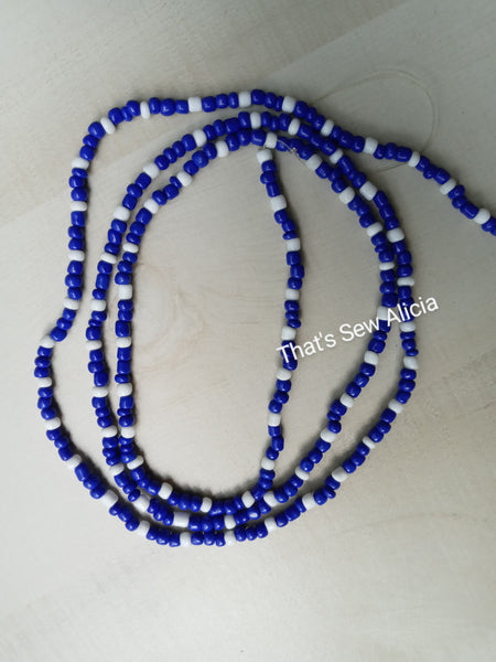 Royal Blue & white waist beads