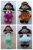 Crochet doll with 4 outfits