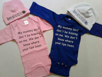 Twins set "My mommy said don't be kissing on me bodysuits"