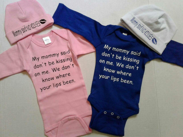 Twins set "My mommy said don't be kissing on me bodysuits"