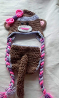 Crochet sock monkey diaper set