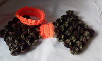 Crochet camouflage and orange angel wings and crown set