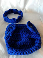 Crochet royal blue crown and matching diaper cover