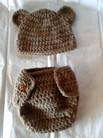 Crochet bear newborn diaper set