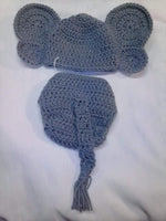 Crochet grey elephant diaper set