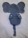 Crochet grey elephant diaper set