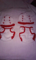 Baseball newborn crochet diaper set