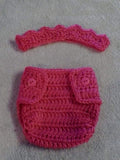 Crochet princess crown diaper set