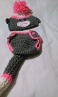 Sock monkey inspired crochet diaper set