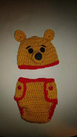 Pooh bear crochet diaper set, crochet