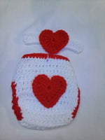 Crochet heart headband diaper set