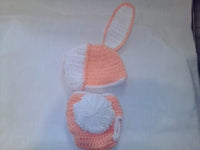 Floppy ear bunny diaper set, peach and white