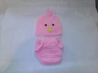 Crochet light pink chick diaper set