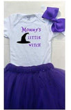 Mommy's little witch Halloween onesie and tutu set