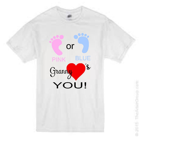 Pink or Blue Granny loves you, gender reveal t-shirt