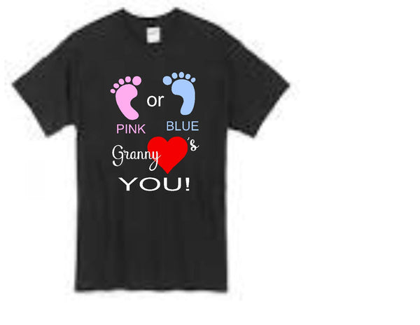 Pink or Blue Granny loves you, gender reveal t-shirt