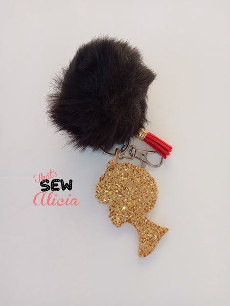 Afro Diva resin keychain