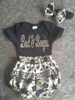 Bad and Boujee baby bodysuit and bloomers set