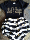 Bad and Boujee baby bodysuit and bloomers