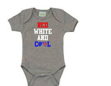 Red, white and cool 4th of July baby bodysuit