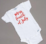 Miss fourth of July baby onesie