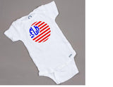 4th of July monogram baby onesie