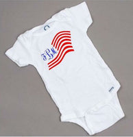 Flag monogram baby onesie