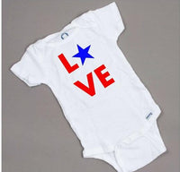 Love with star 4th of July baby onesie