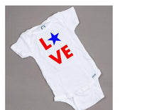 Love with star 4th of July baby onesie