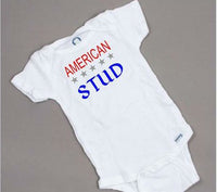 American stud baby onesie