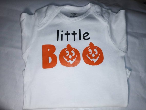 Little Boo jack-o-lantern Halloween baby onesie