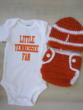 Little Tennessee fan baby bodysuit with matching football diaper set